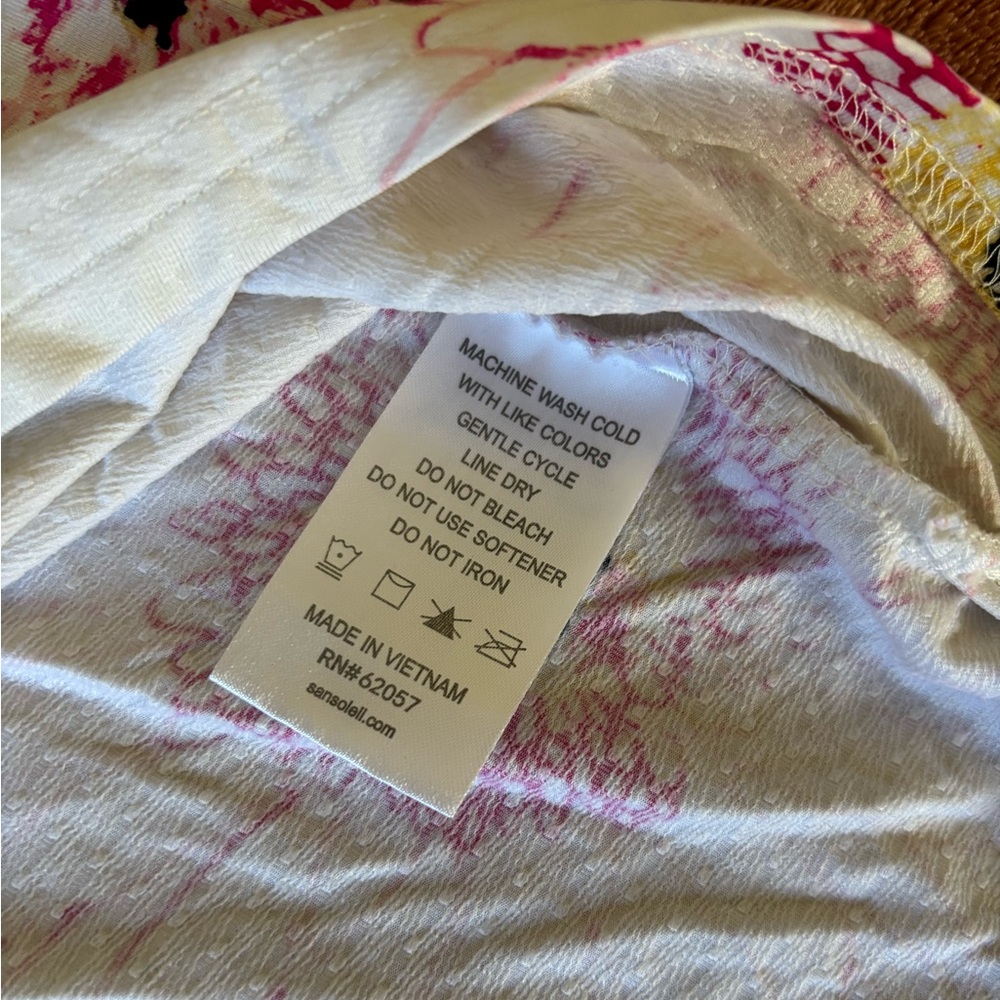 Sal Soleil Floral Quarter Zip Pullover Top Pink Yellow White - Picture 6 of 7